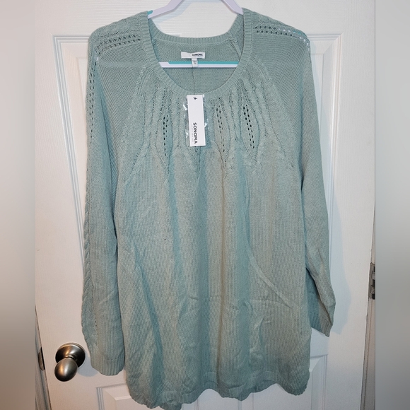 Sonoma Sweaters - Sonoma 3x Womans Plus Sweater Knit Blue Long Sleeve Pullover